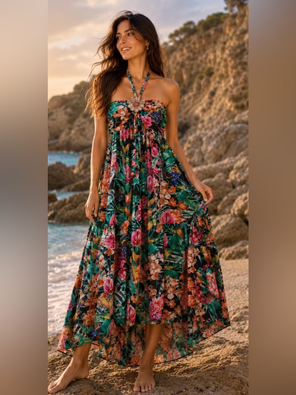 Ungaro Green Floral Midi Dress